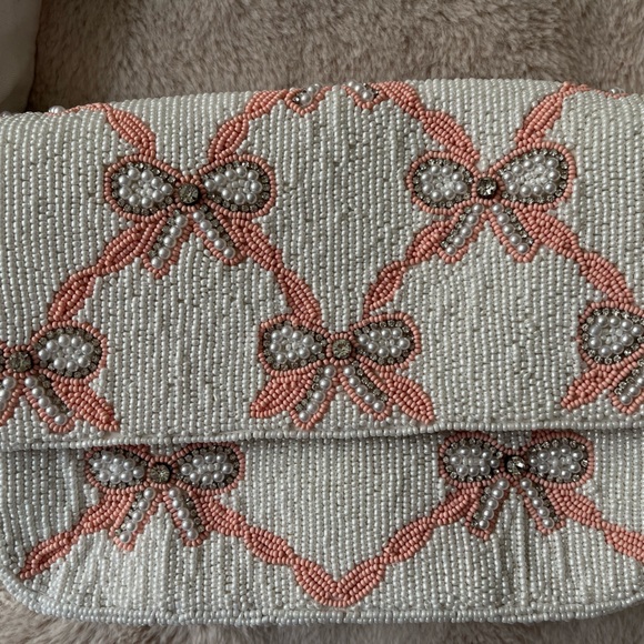NWT Altar’d State Beaded Bag Cream and Pink Bows - Picture 12 of 13